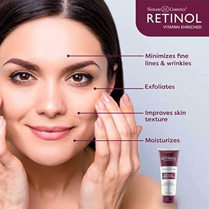RETINOL ANTI-AGING CREAM CLEANSER - DAILY DEEP CLEANSING FACIAL WASH EXFOLIATES TO IMPROVE SKIN - Image 4